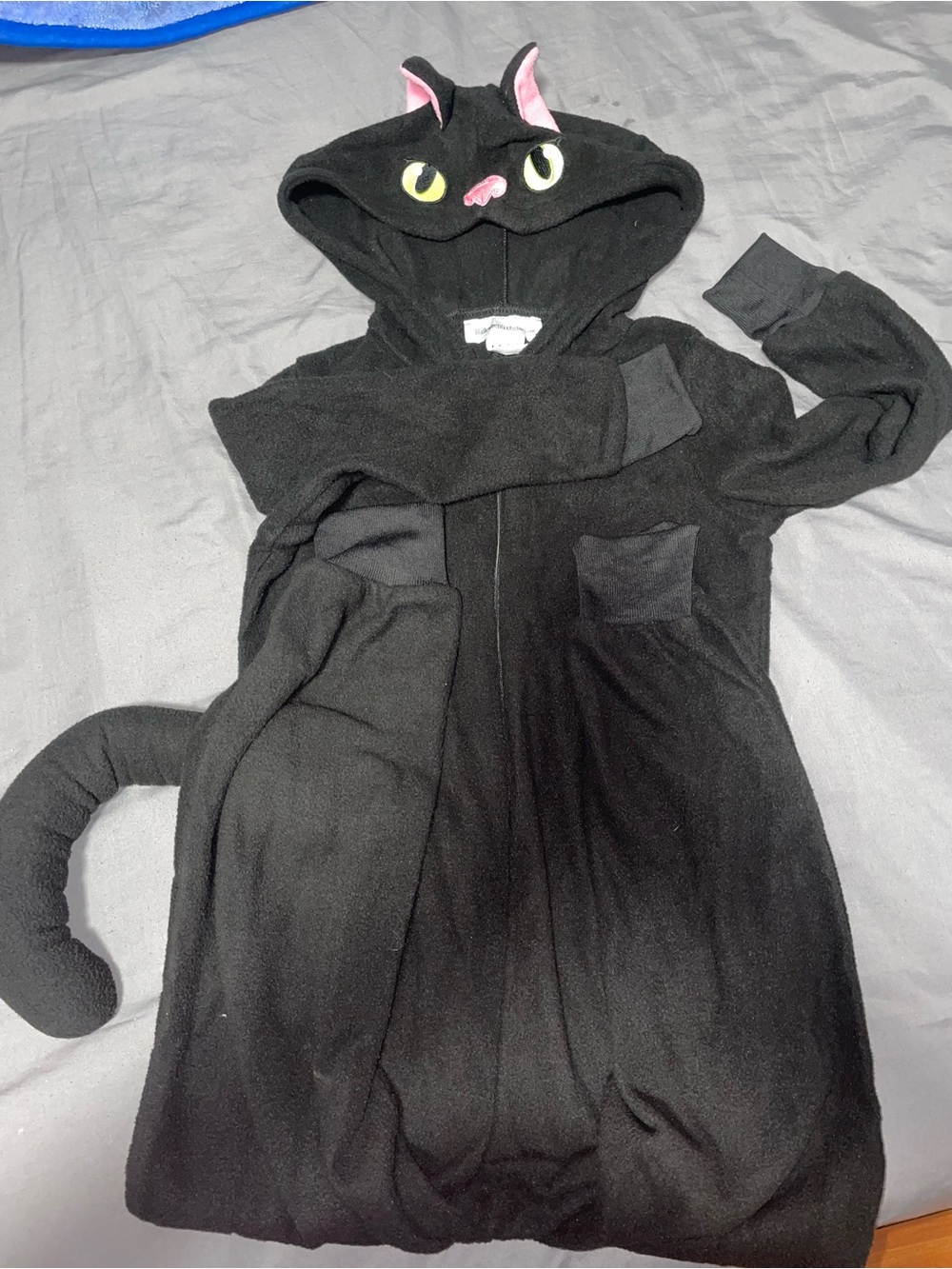 Black Cat Hooded Kids Costume Onesie with Tail